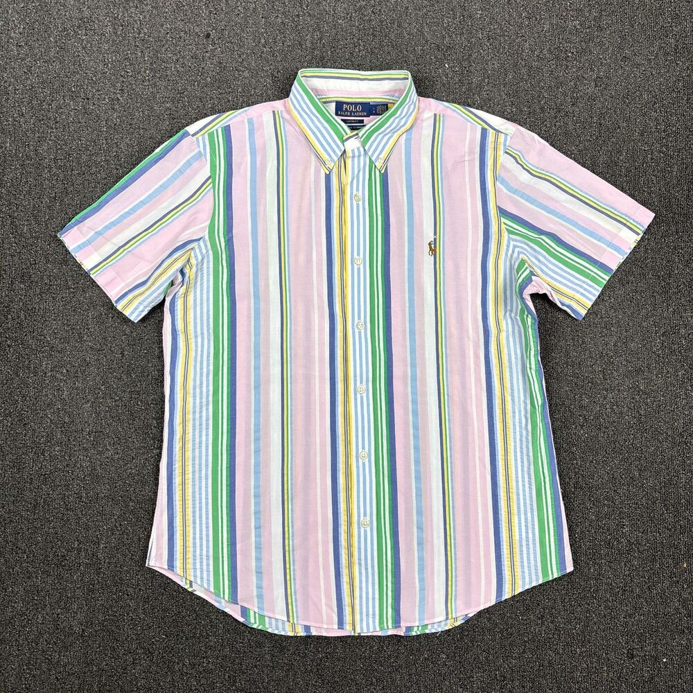 Polo Ralph Lauren Shirt Flesh Pony Men's Guaranteed to Wrinkle Size Large
